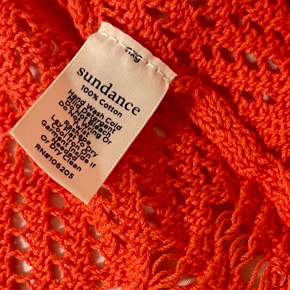 Sundance Rhodes Coral Crochet Open Knit Cardigan Sweater Size Medium Coastal - Picture 4 of 4